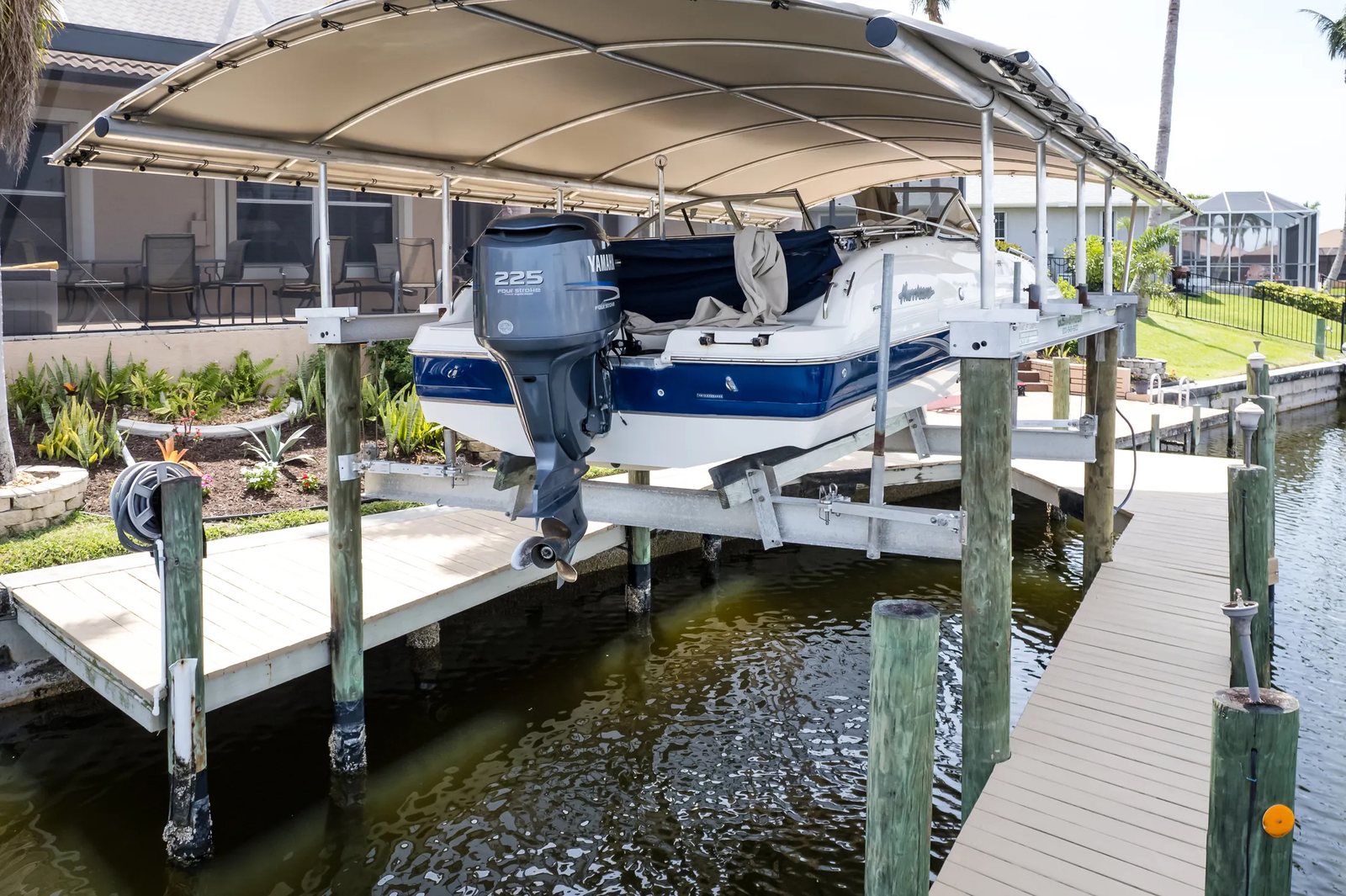Boat Lift Lock arms installed on a Cape Coral boat lift