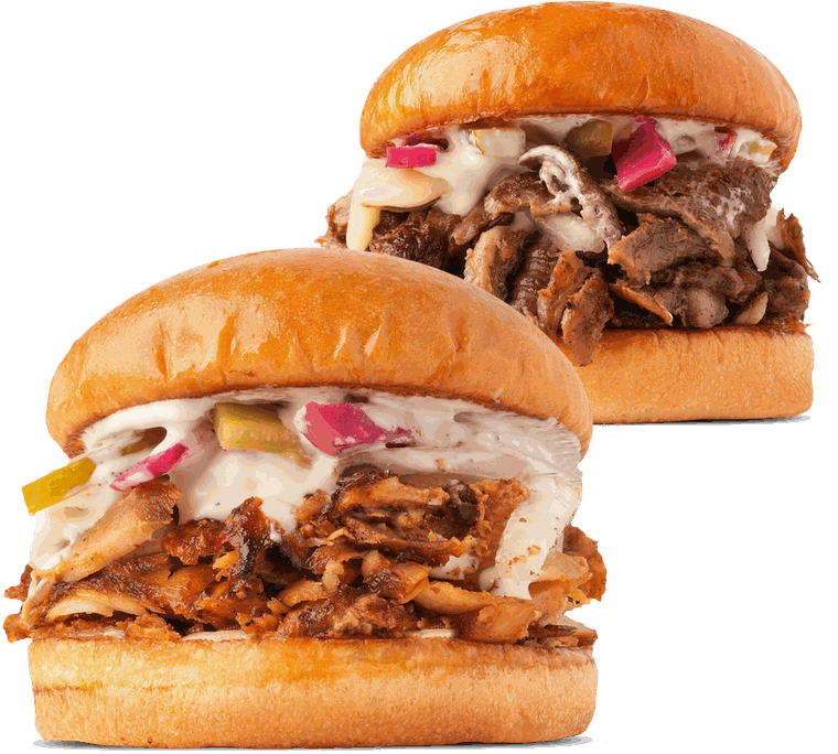 Two shawarma burgers