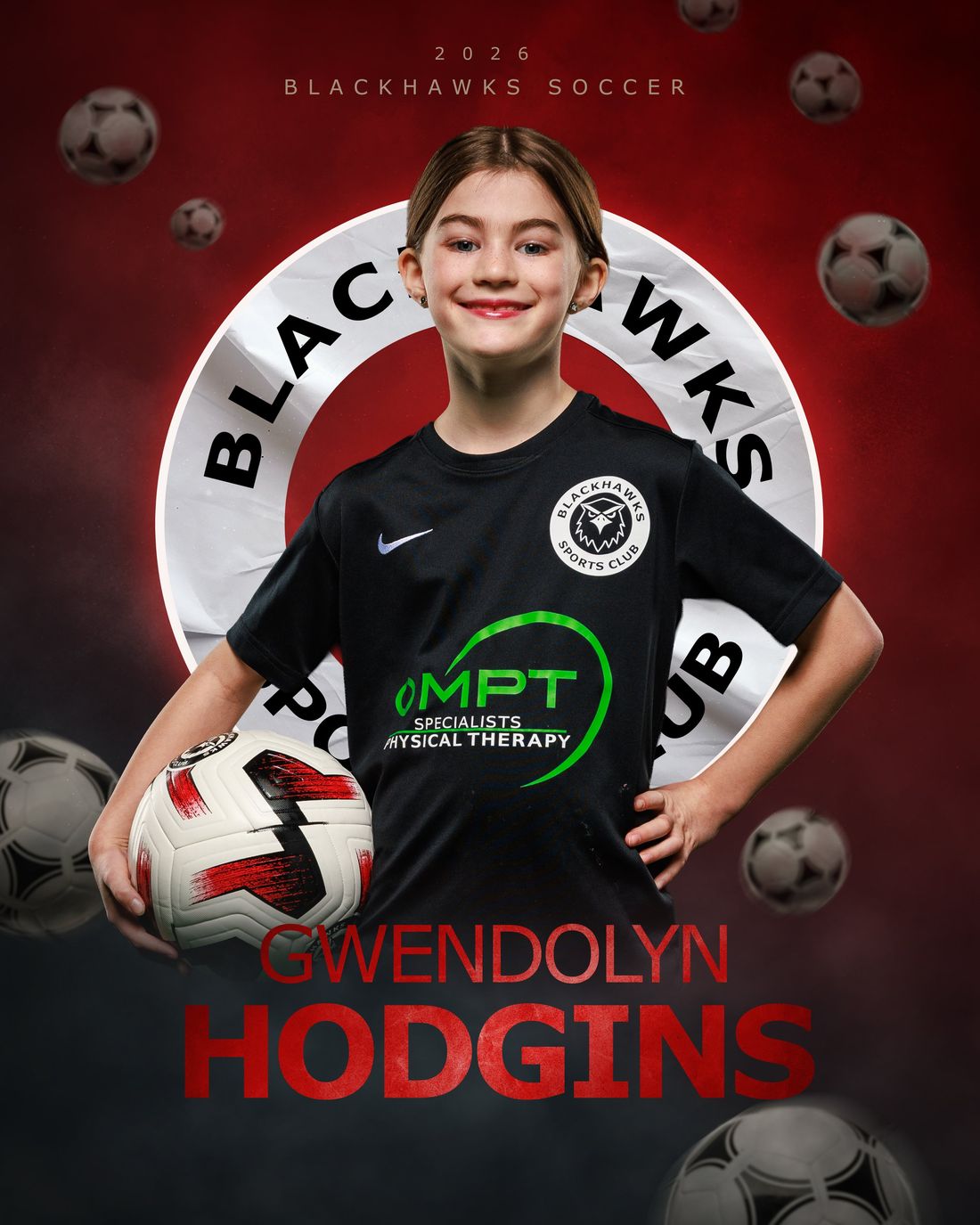 A Blackhawks soccer player graphic