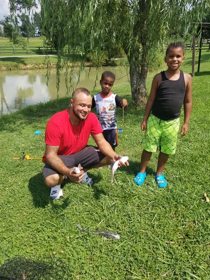 Kids showing off their catch