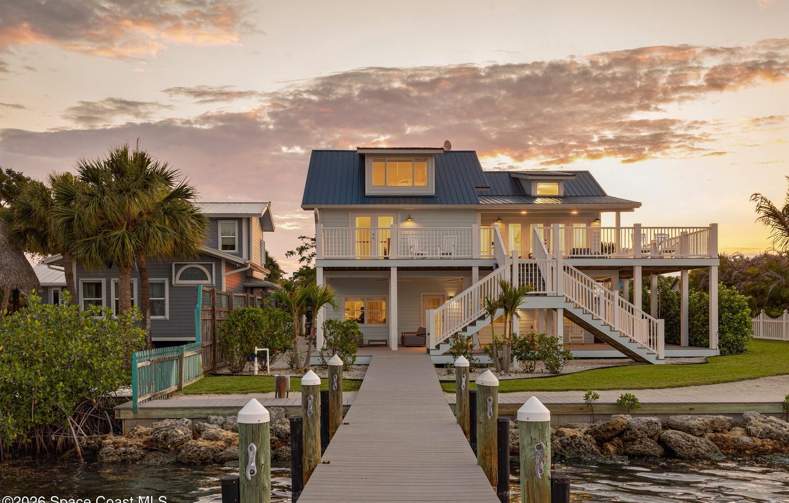 Waterfront home at sunset on Florida's Space Coast