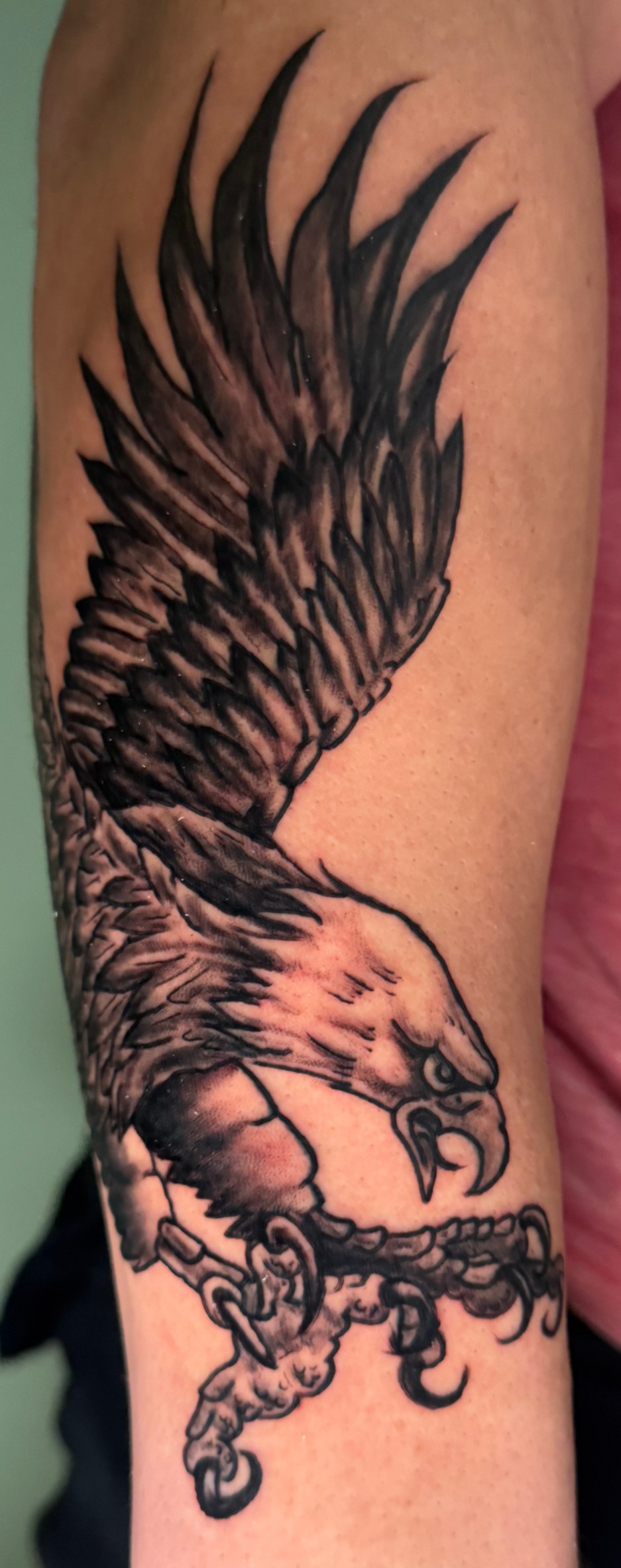 Solid blackwork feathered wing