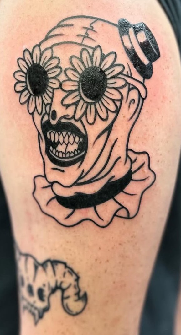 Traditional sugar skull with sunflower eyes