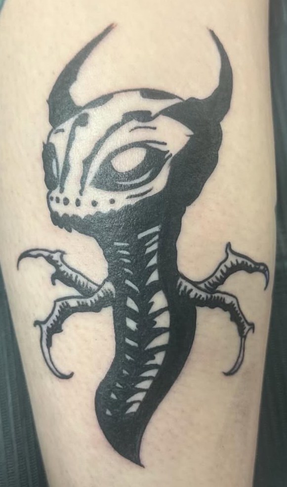 Heavy blackwork horned mask