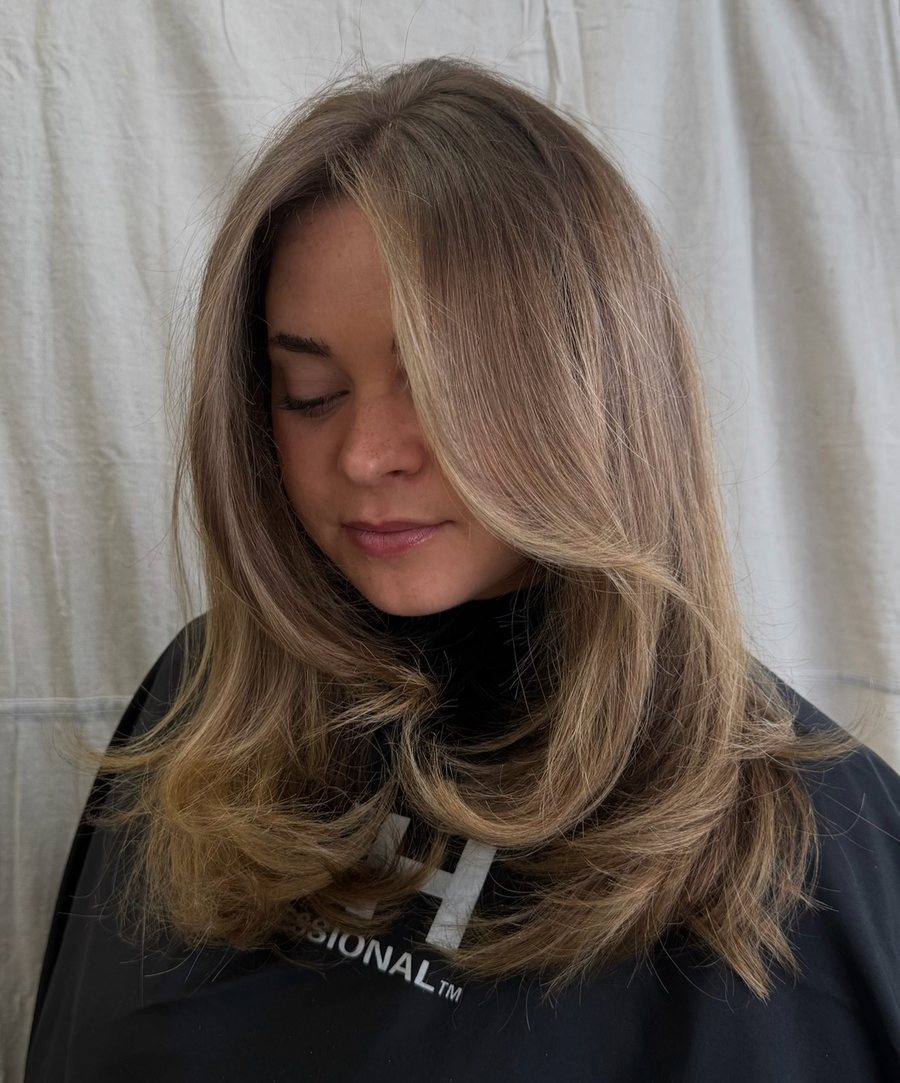 Brunette with soft face-framing layers